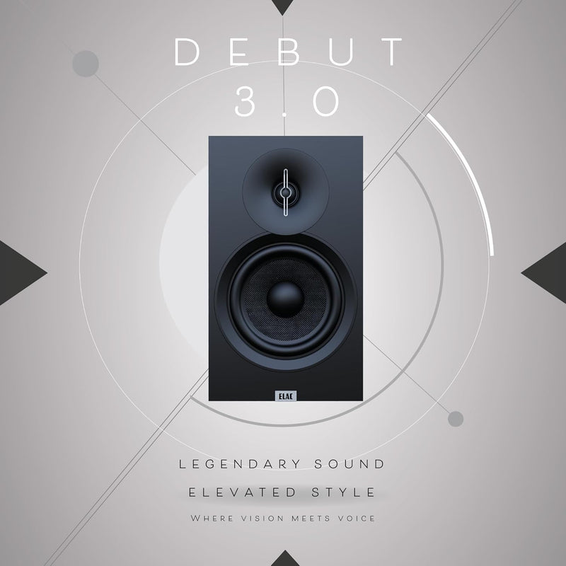 Debut 3.0 DB63-BK Bookshelf Speaker, Black Ash (Pair) - 1” Aluminum Dome Tweeter