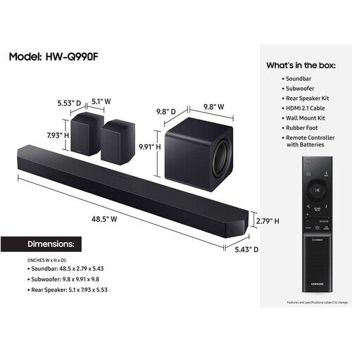 Samsung HWQ990F 11.1.4-Channel Dolby Atmos Soundbar System - HW-Q990F/ZA