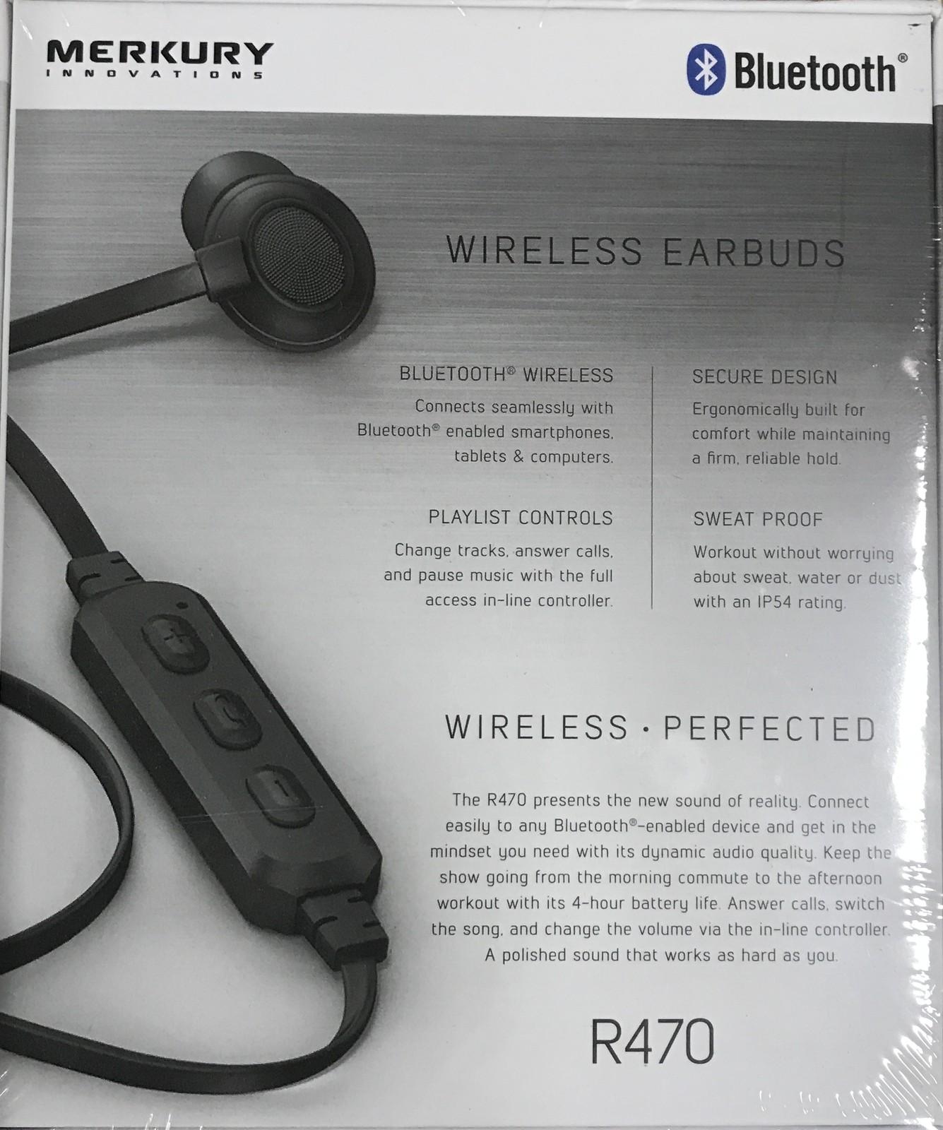 Merkury MI-E037B-101 4 Hour Long Battery Bluetooth Wireless Earbuds Blackout
