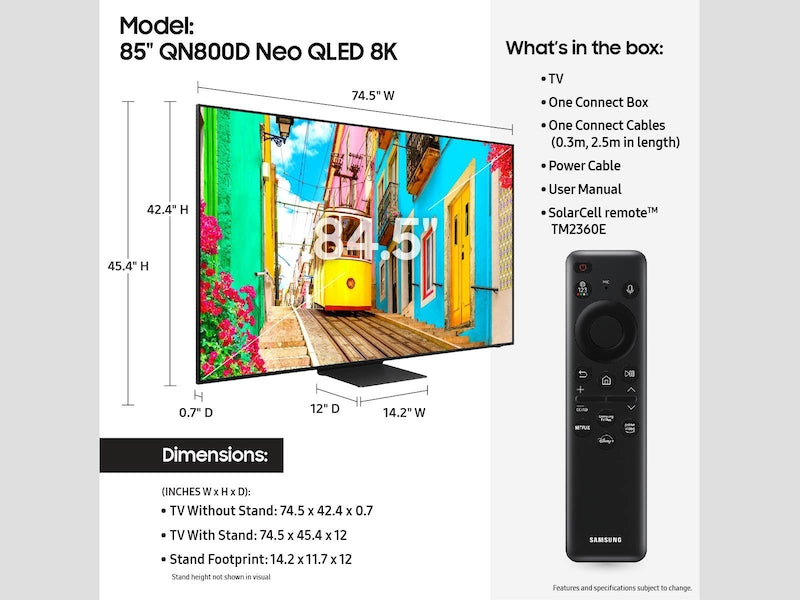Samsung QN85QN800DAFXZA 85" Class NEO QLED 8K Smart TV QN85QN800D 2024