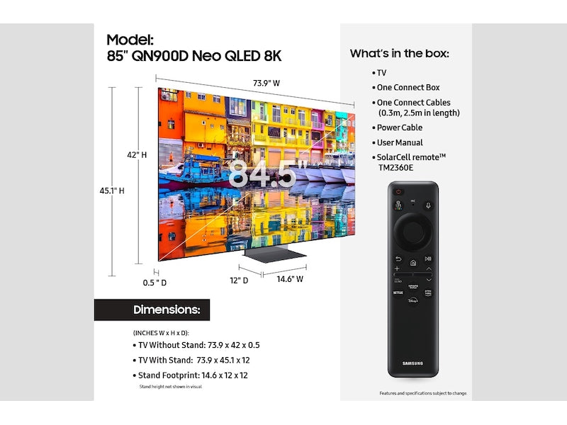 Samsung QN85QN900DAFXZA 85" Class NEO QLED 8K Smart TV QN85QN900D 2024