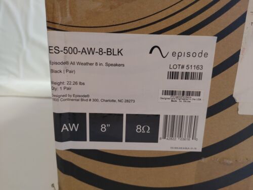 Episode ES-500-AW-8-BLK All-Weather Series 8" Speaker, Pair, Black