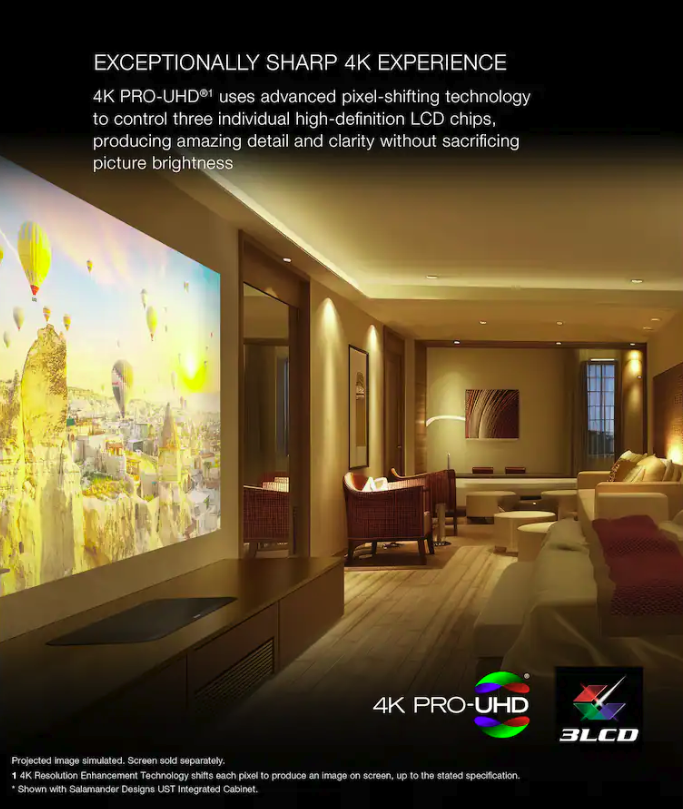 Epson - QS100 4K PRO-UHD HDR 4,500 Lumen 3LCD Ultra Short Throw Laser Projector