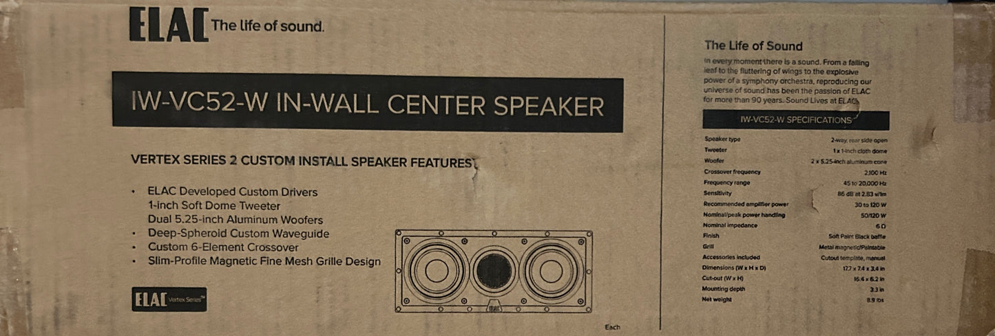 ELAC Vertex II Dual 5 1/4” In-Wall Center Speaker IW-VC52