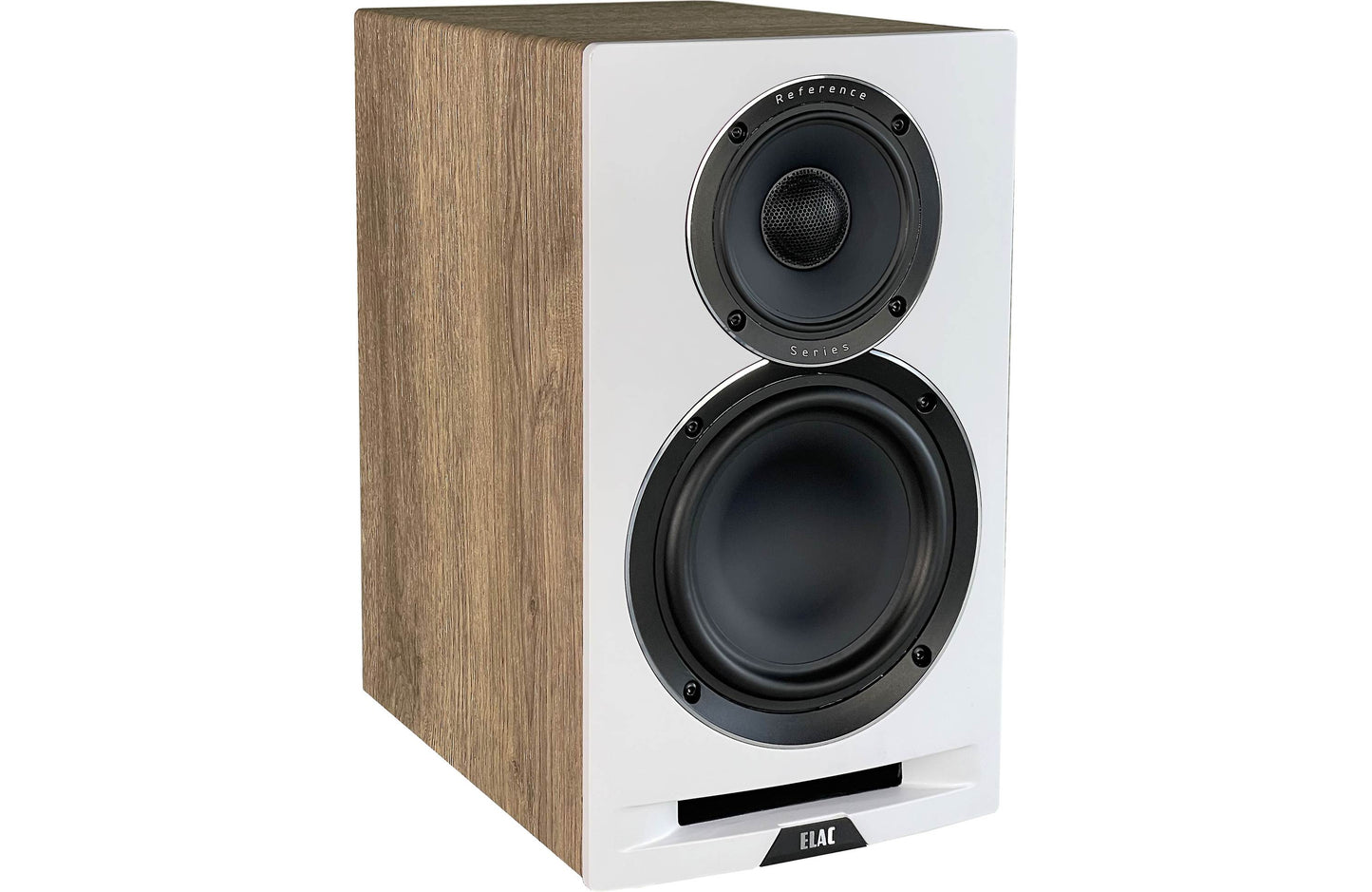 Elac UBR62-W 6-1/2” Uni-Fi Reference Bookshelf Speakers - White  with Oak (Pair)