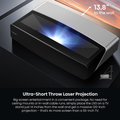 Hisense 120L5G Lumen XPR 4K UHD Smart Ultra-Short Laser Projector & 120" Screen