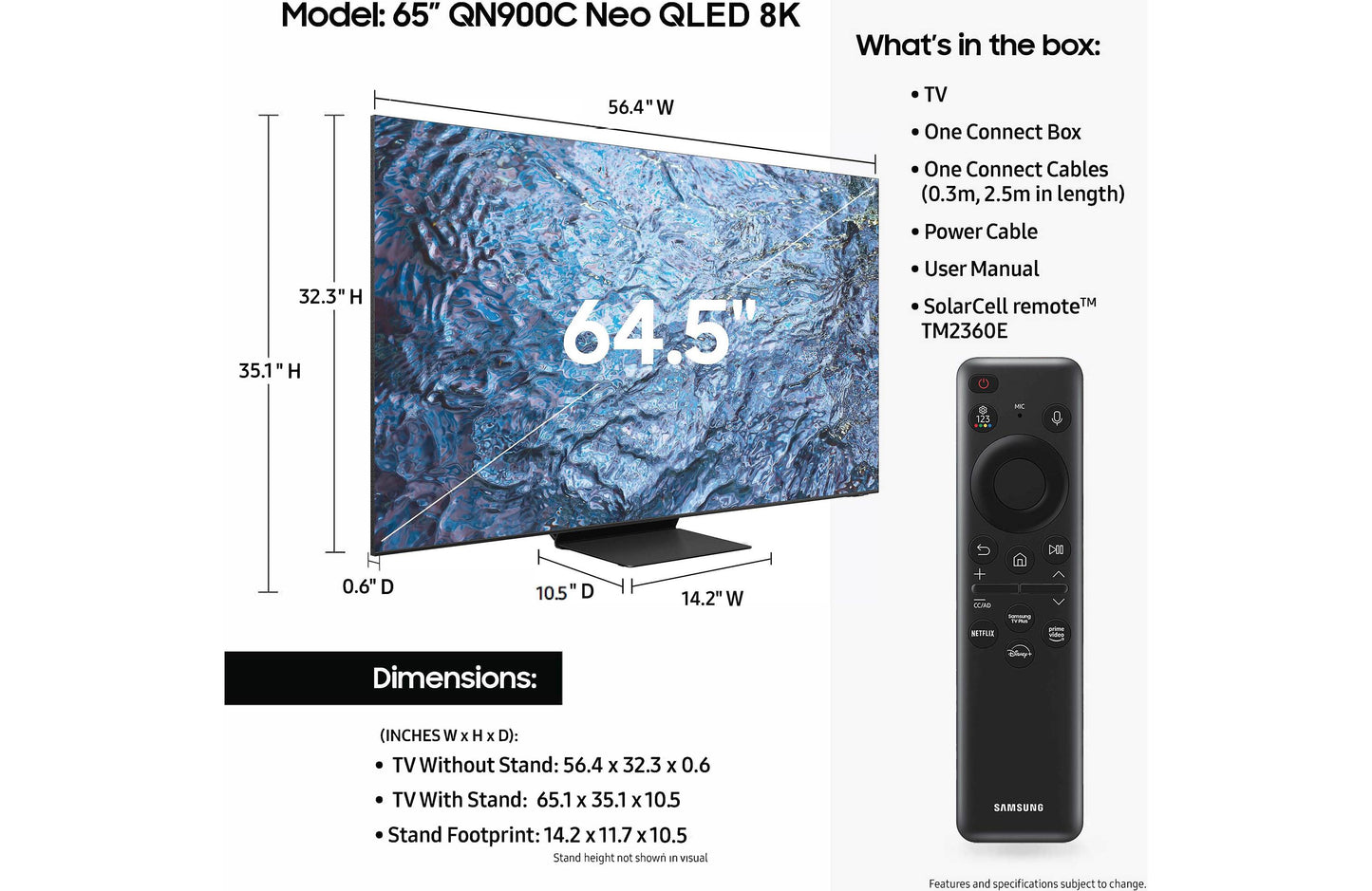 Samsung QN65QN900C 8K Smart Neo QLED TV with HDR (65") 2023 QN65QN900CFXZA