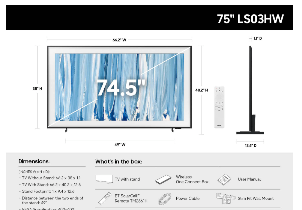 Samsung QN85LS03HEFXZA 85" Frame Neo QLED 4K Smart TV with Art Mode 2026