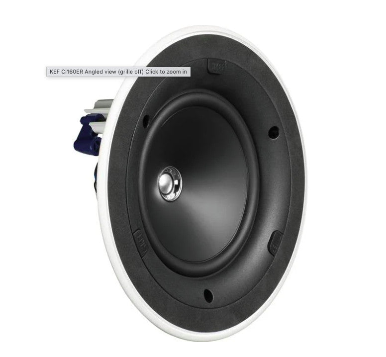 KEF Ci160ER In-Ceiling Speakers Pair, 6.5" Woofer, 100W Power, White