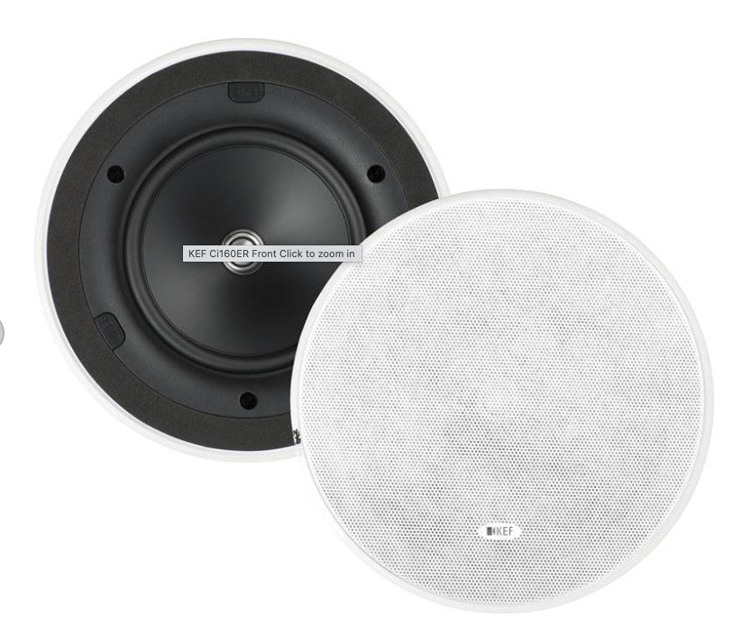 KEF Ci160ER In-Ceiling Speakers Pair, 6.5" Woofer, 100W Power, White
