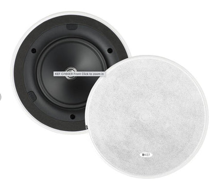 KEF Ci160ER In-Ceiling Speakers Pair, 6.5" Woofer, 100W Power, White