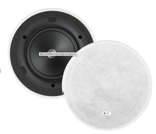 KEF Ci160ER In-Ceiling Speakers Pair, 6.5" Woofer, 100W Power, White