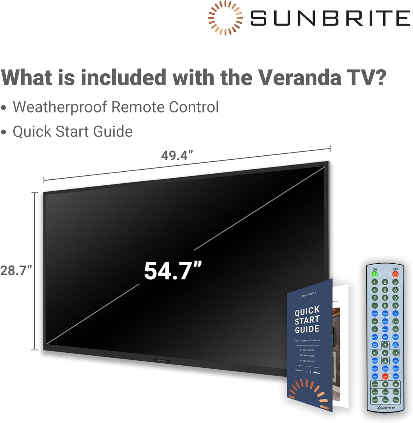 SunBrite Veranda 2 Series 55-inch Full Shade Outdoor TV | 4K Ultra HD HDR LED Weatherproof Television (SB-V-55-4KHDR-BL)