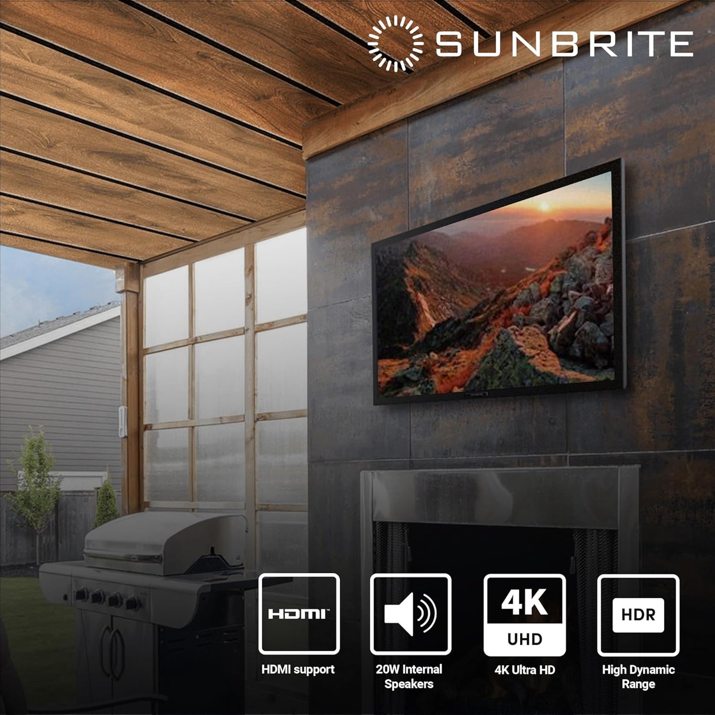 SunBrite Veranda 2 Series 55-inch Full Shade Outdoor TV | 4K Ultra HD HDR LED Weatherproof Television (SB-V-55-4KHDR-BL)