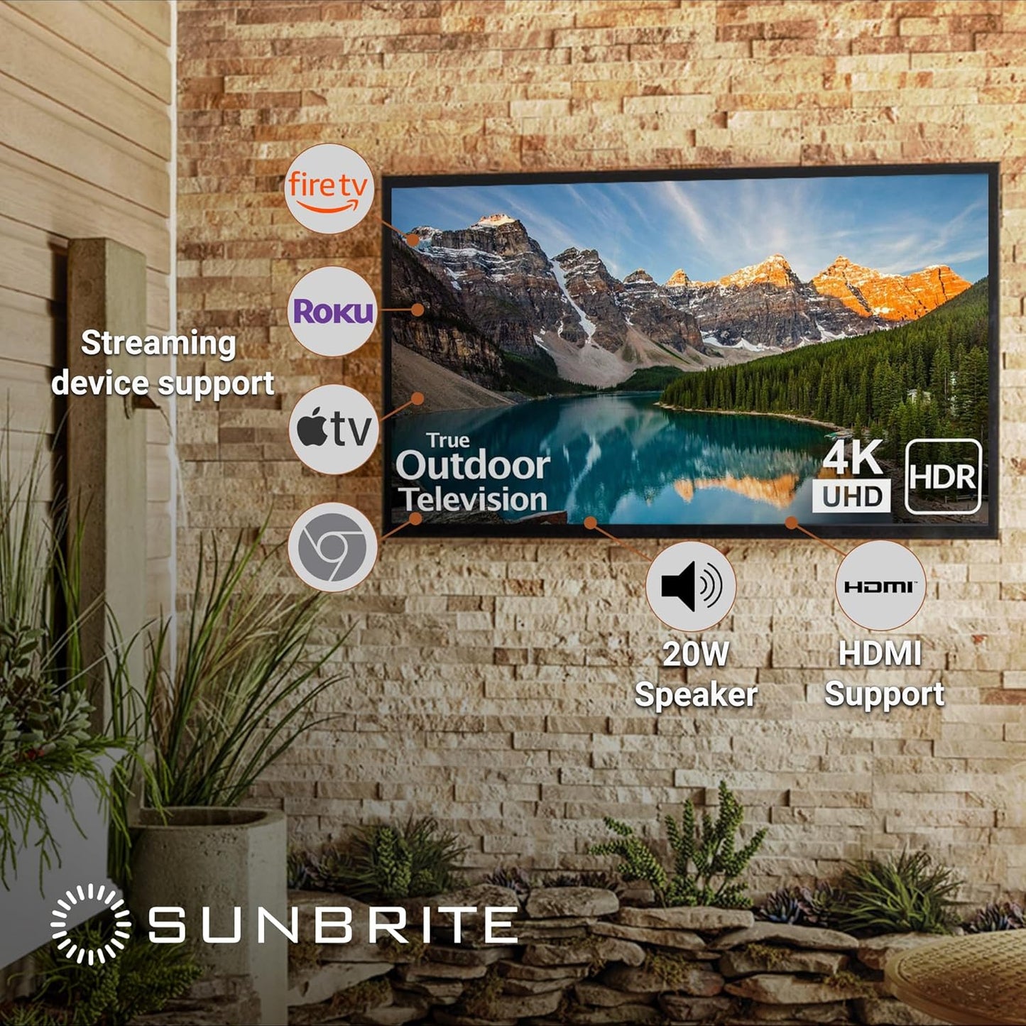 SunBrite Veranda 2 Series 55-inch Full Shade Outdoor TV | 4K Ultra HD HDR LED Weatherproof Television (SB-V-55-4KHDR-BL)
