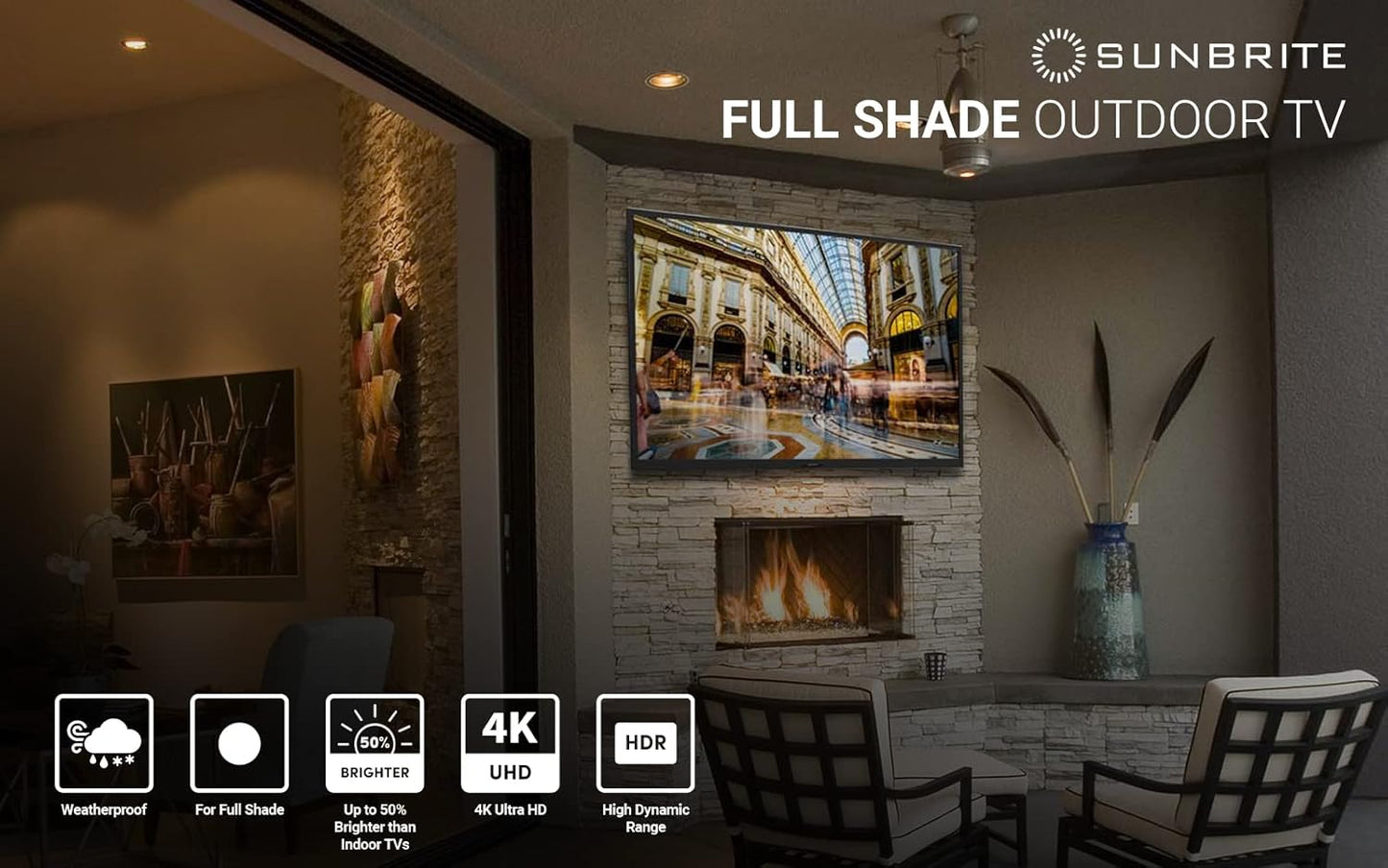 SunBriteTV Veranda Series 65" Class LED Outdoor Full Shade 4K UHD TV SB-V-65-4KHDR-BL