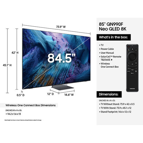 Samsung QN85QN990F Neo QLED TV 85" 8K Smart in Graphite Black - QN85QN990FFXZA