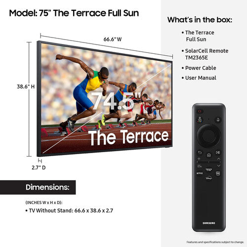 Samsung The Terrace 65" QN65LST9DA Class HDR UHD 4K Smart Full Sun Outdoor QLED TV QN65LST9DAFXZA