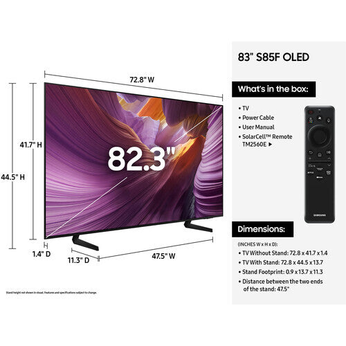 Samsung QN83S85FA OLED TV 83" 4K Smart in Graphite Black - QN83S85FAEXZA