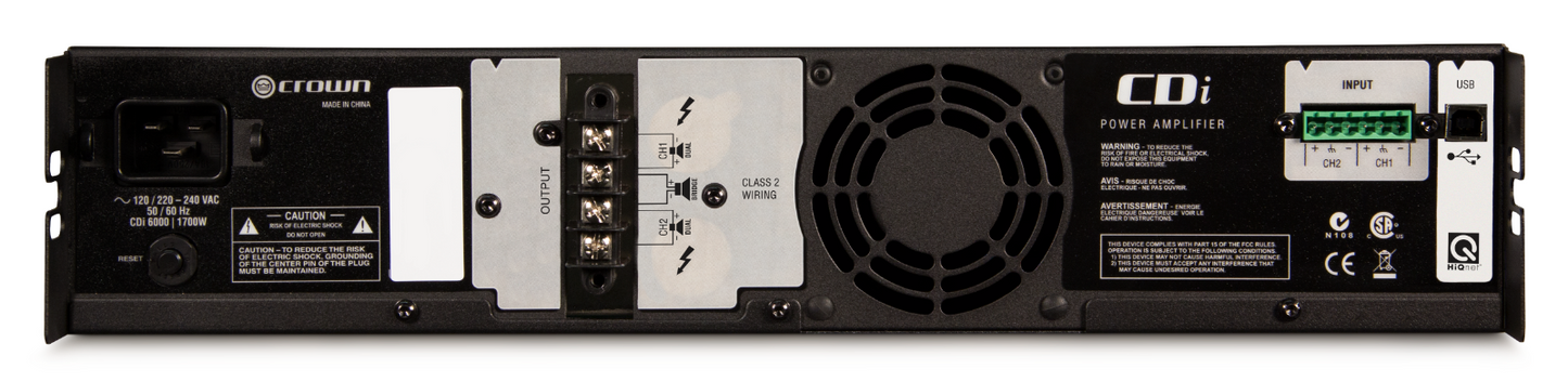 Crown Audio CDi 6000 Two-Channel Commercial Amplifier (2100W/Channel at 4 Ohms, 70V/140V)