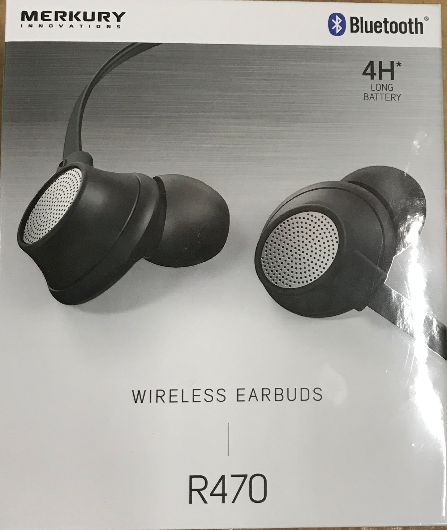 Merkury Innovations MI-E037B-976 Bluetooth 4 Hour Long Battery Wireless Earbuds Steel