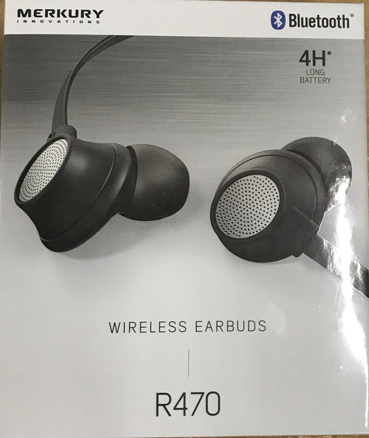 Merkury Innovations MI-E037B-976 Bluetooth 4 Hour Long Battery Wireless Earbuds Steel