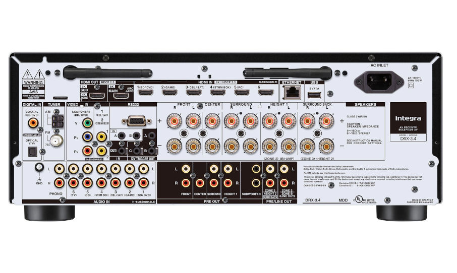 Integra DRX-3.4 9.2-Channel Network AV Receiver, Dolby Atmos, HDMI 2.1