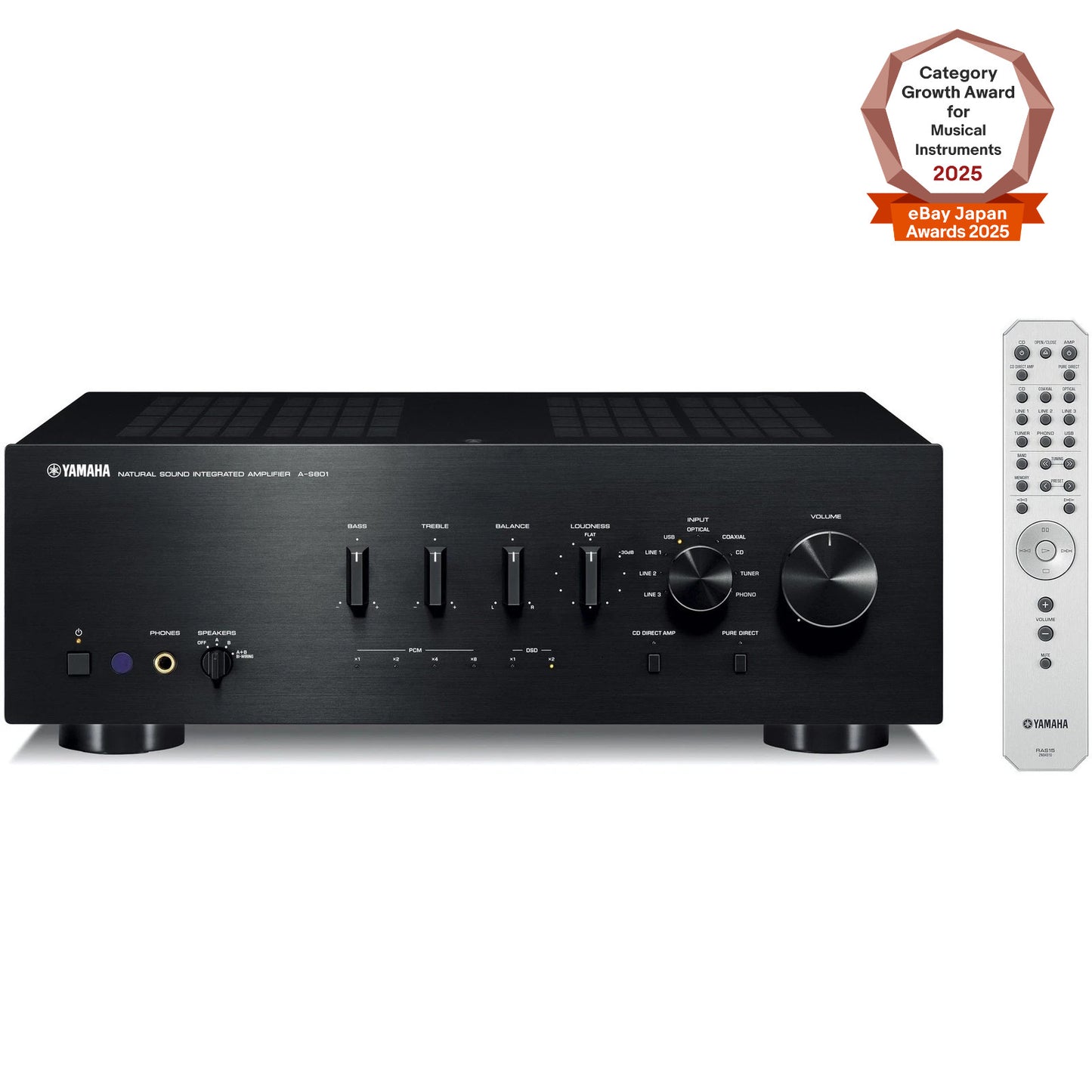 Yamaha A-S801 320W 2-Channel Integrated Amplifier USB DAC 100W  Black