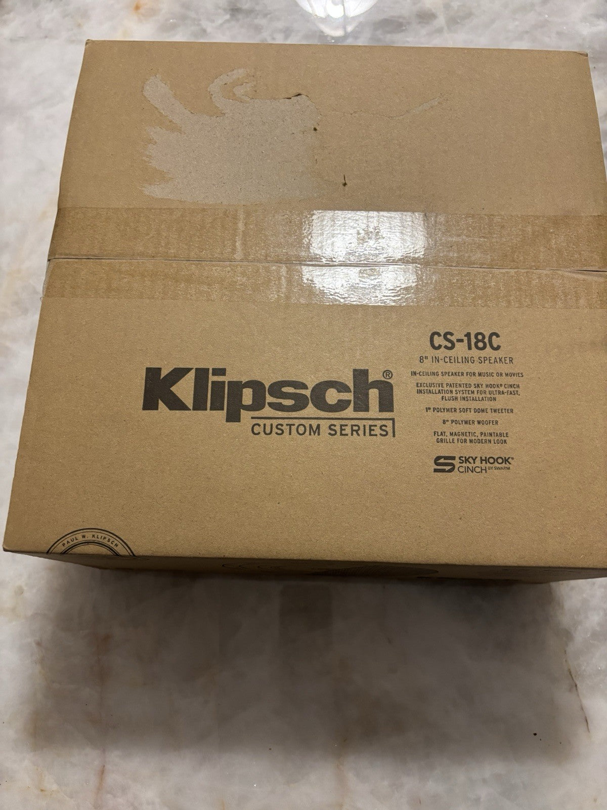 Klipsch 8-Inch In Ceiling Speaker CS-18C, Paintable Grill, Black/White Audio