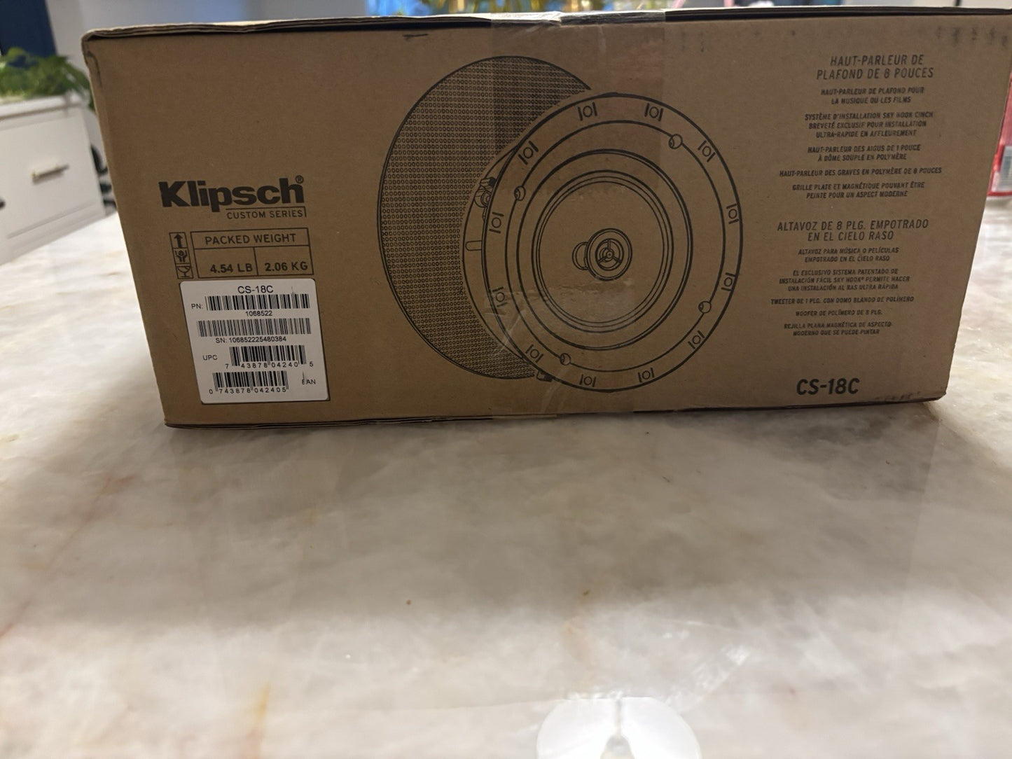 Klipsch 8-Inch In Ceiling Speaker CS-18C, Paintable Grill, Black/White Audio