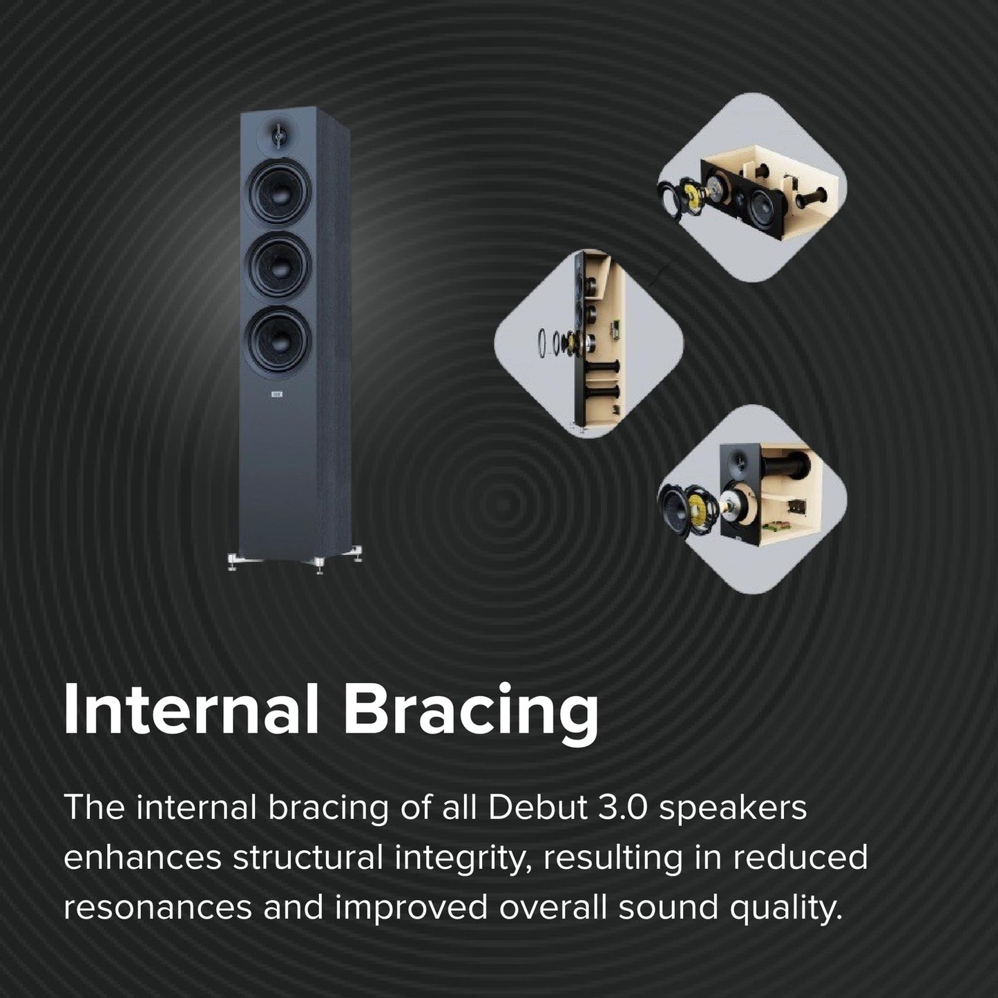 ELAC Debut 3.0 DA43-BK Atmos Speakers, On-Wall Black Ash, Premium Sound (Each))
