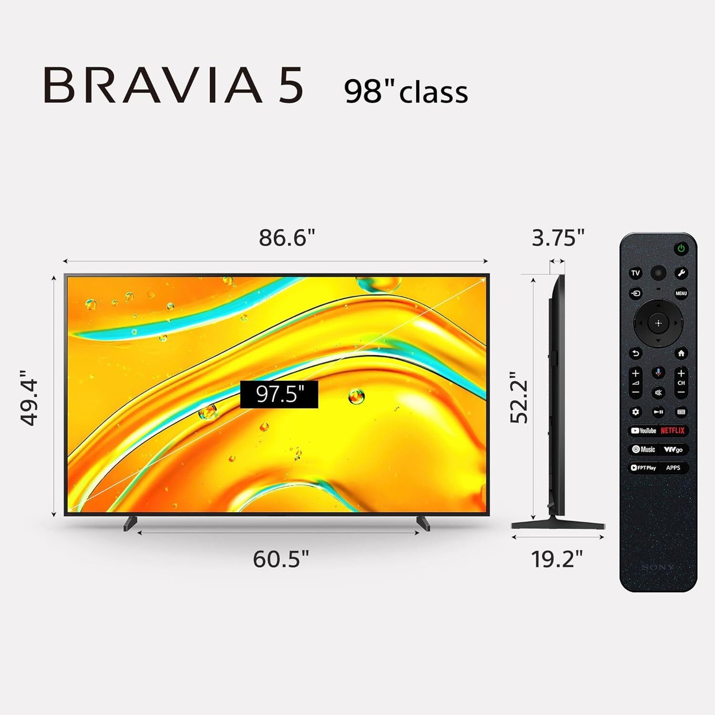 Sony BRAVIA K98XR50 98" 4K Mini LED 4K Smart TV with Google & Dolby Vision