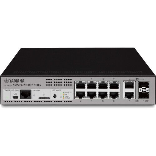 Yamaha SWR2311P-10G 10-Port Gigabit Managed Dante PoE+ Switch