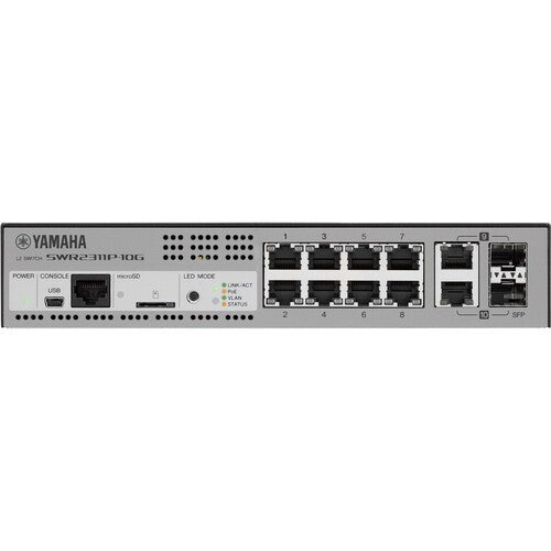 Yamaha SWR2311P-10G 10-Port Gigabit Managed Dante PoE+ Switch