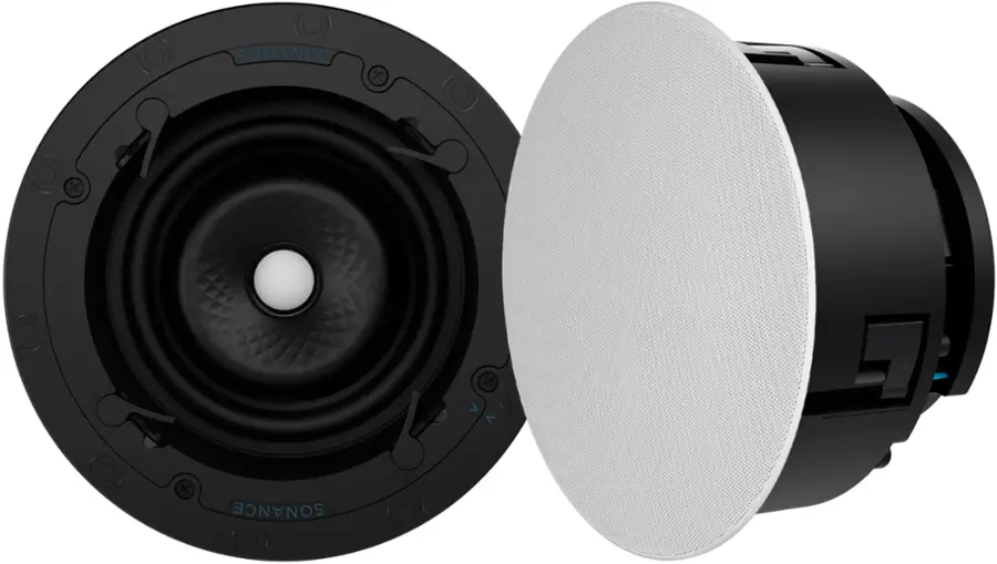 Sonance 96014 VX66R 6.5 In Ceiling Speaker w/White Micro Trim Grille Pair