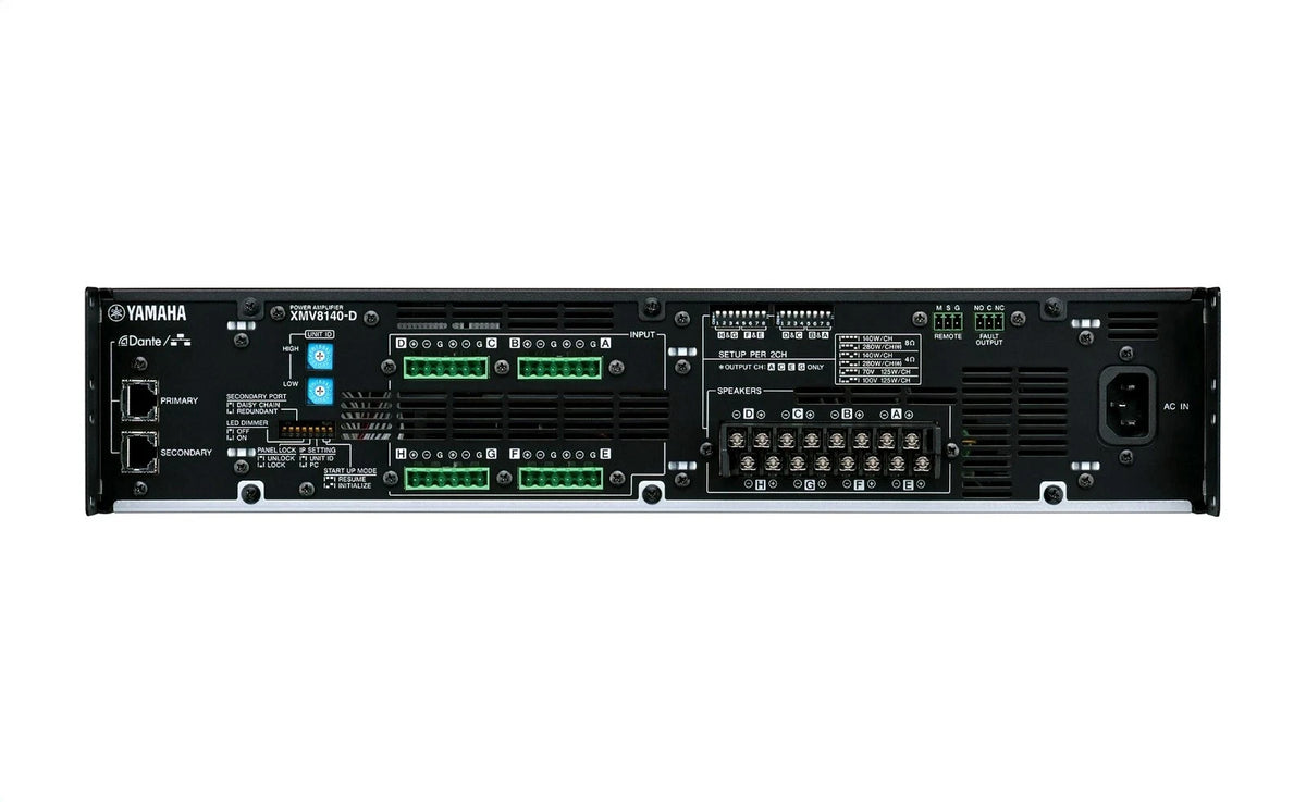 Yamaha XMV8140-D 8-Channel Class D Power Amplifier with Dante Rack