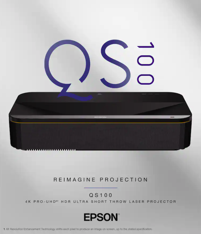 Epson - QS100 4K PRO-UHD HDR 4,500 Lumen 3LCD Ultra Short Throw Laser Projector