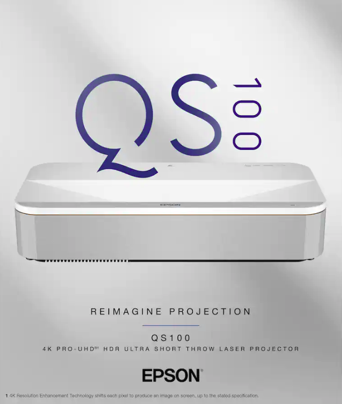Epson QS100 4K PRO-UHD HDR 4500 Lumen 3LCD Ultra Short Throw Laser Projector