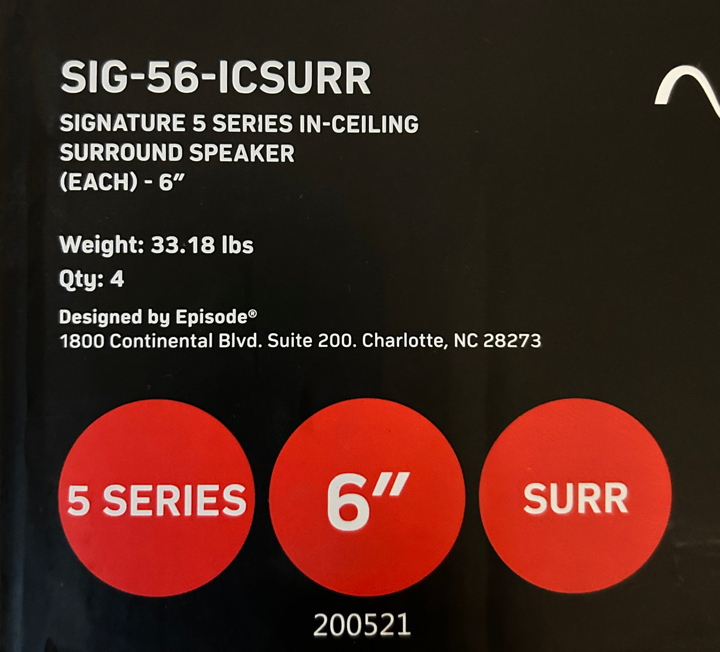 Episode Signature SIG-56-ICSURR 5 Series 6" In-Ceiling Surround Speaker
