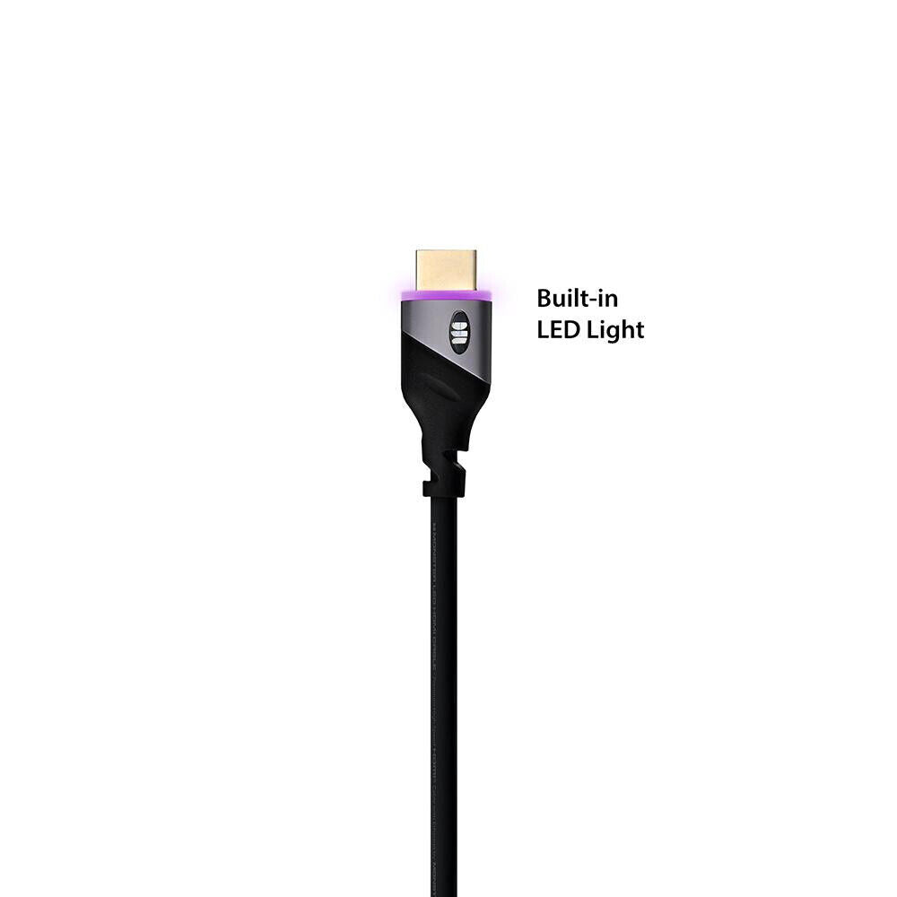 Monster MHV1-1026-PUR 6 Feet 4K HDR 21 Gbps Purple LED Light HDMI Cable