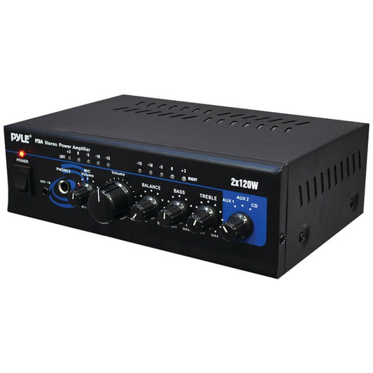 Pyle PTA4 Mini Stereo Power Amp with Bluetooth (120 Watts x 2)