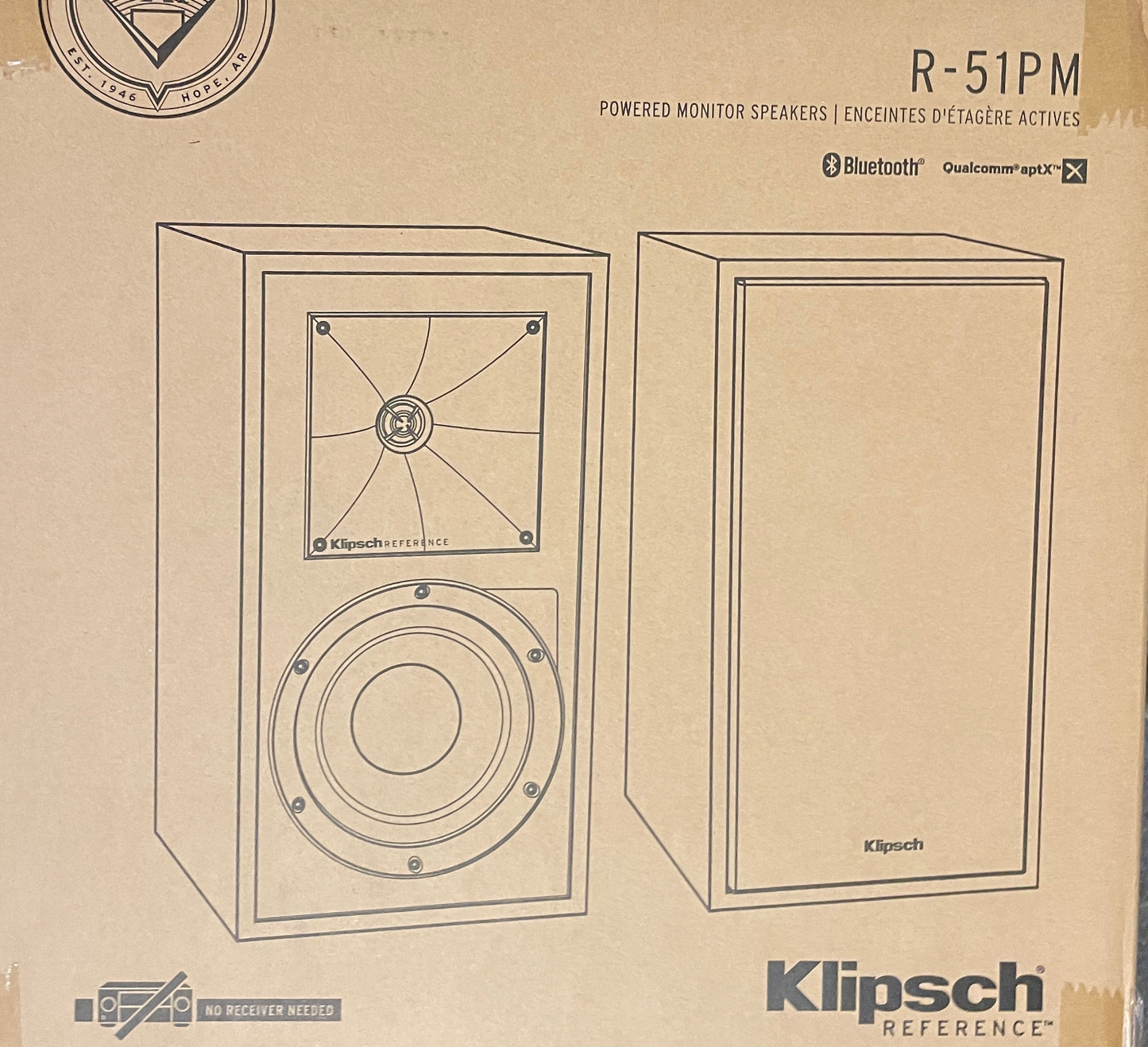 Klipsch R-51PM Reference Powered Bookshelf Speakers, Black 1066254