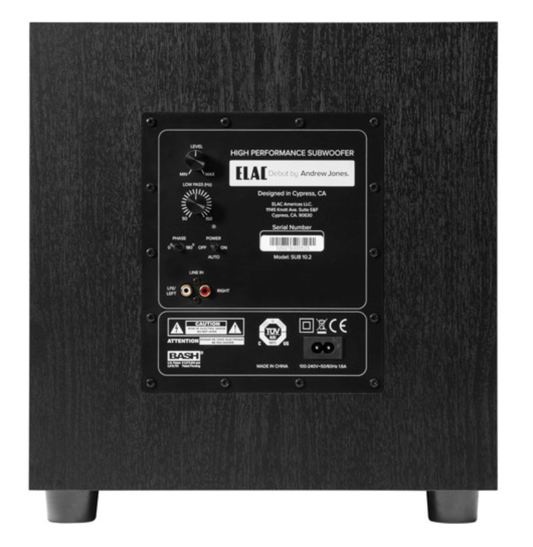 Elac Debut 2.0 DS10.2 200 Watt Powered Subwoofer, Black DS102-BK