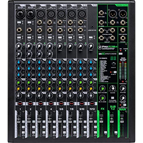 Mackie ProFXv3 Series, 12-Channel Professional Effects Mixer with USB, Onyx Mic Preamps and GigFX effects engine - Unpowered (ProFX12v3)