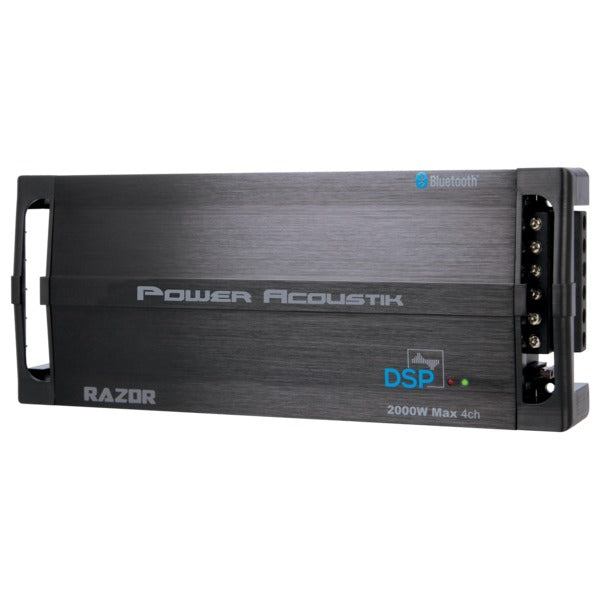 Power Acoustik RZ4-2000DSP Razor Series Class D Amp with DSP and Bluetooth (2,000 Watts Max, 4 Channels)